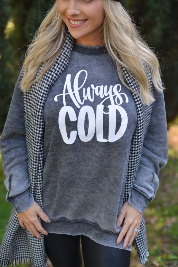 Always Cold ~ Acid Wash ~ Crewneck Fleece Cheap